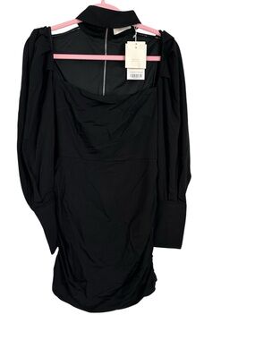 Choosy Women's Long Sleeve Black Square Neckline Collar Dress Sz 8 NWT